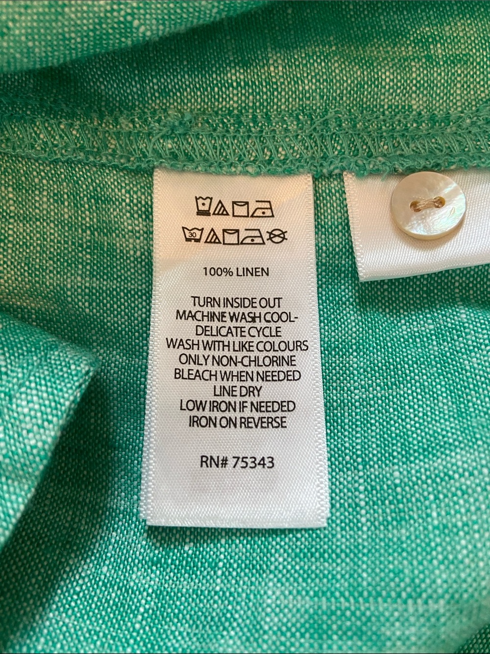 Beachy C&C California Green 100% Linen Button Down Shirt Dress Woman L Tunic - Picture 8 of 8